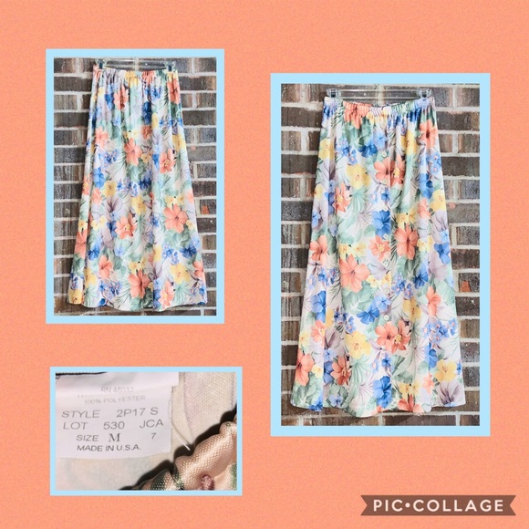 Dresses & Skirts - •Floral Patterned Button Down Skirt•
